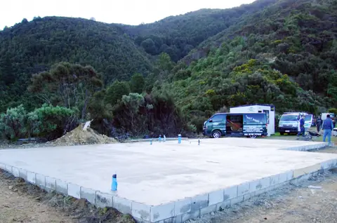 Concrete foundation slab on a BuildPoint building site